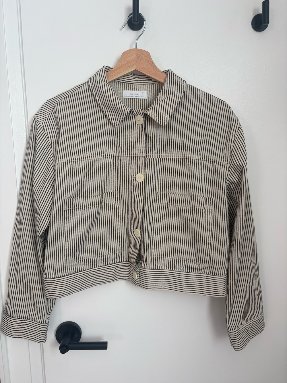 OAK + FORT Striped Crop Jacket